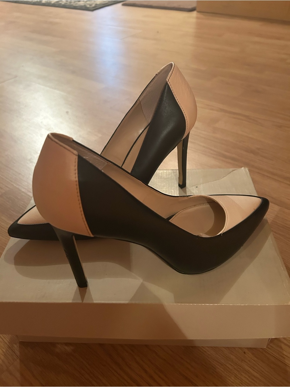 Banana Republic Two-Tone Pointed Toe Pumps in Black and Nude
